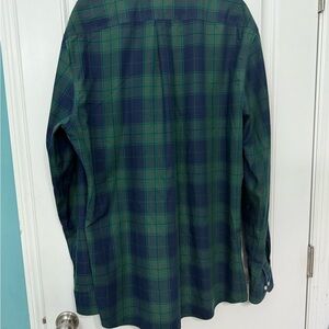 Lands End Men’s Extra Large XL Green and Blue Plaid Men's Shirt Holiday Shirt